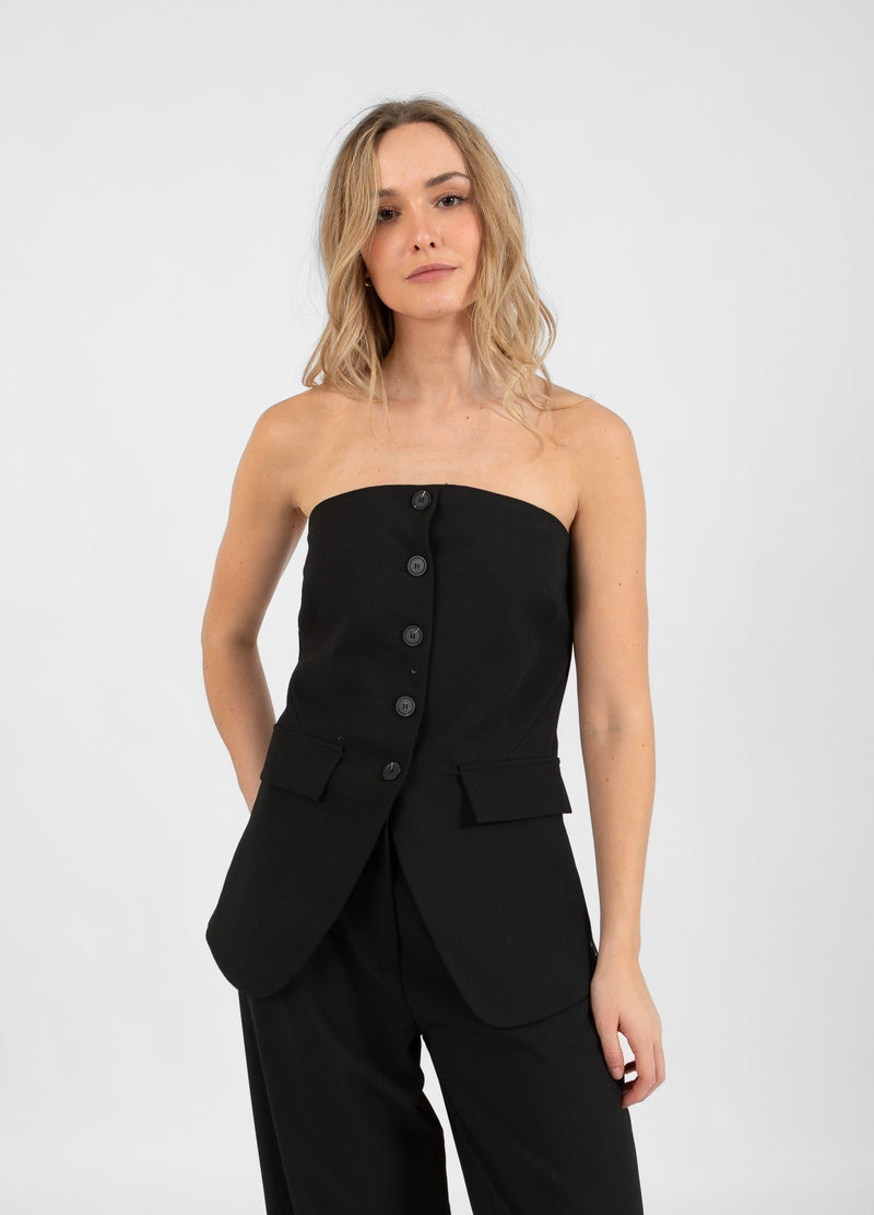 Coster Copenhagen SKRÄDDAD ENKELBRÖSTAD BUSTIER Shirt/Blouse Black - 100