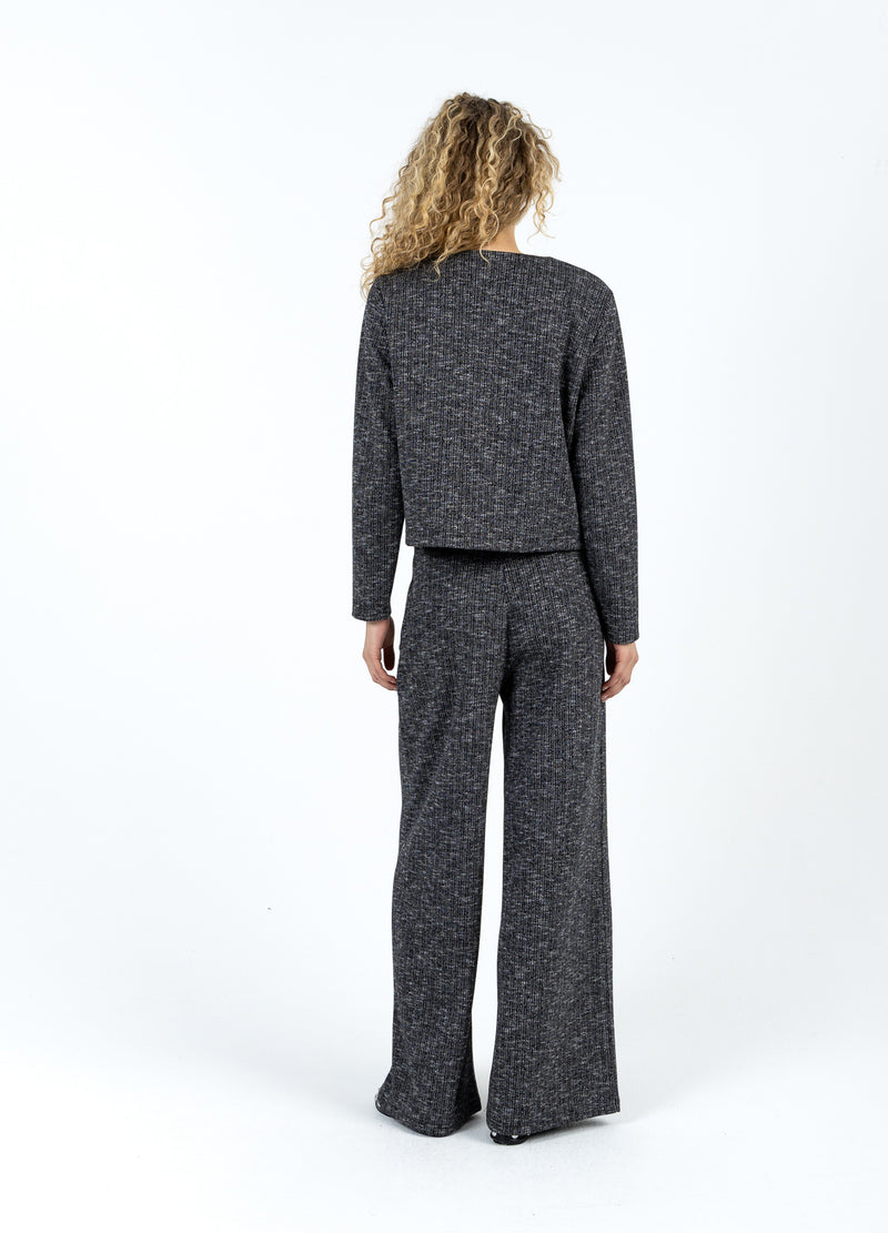 Coster Copenhagen STICKAD JACKA MED KNAPPAR Knitwear Black/grey mix - 106