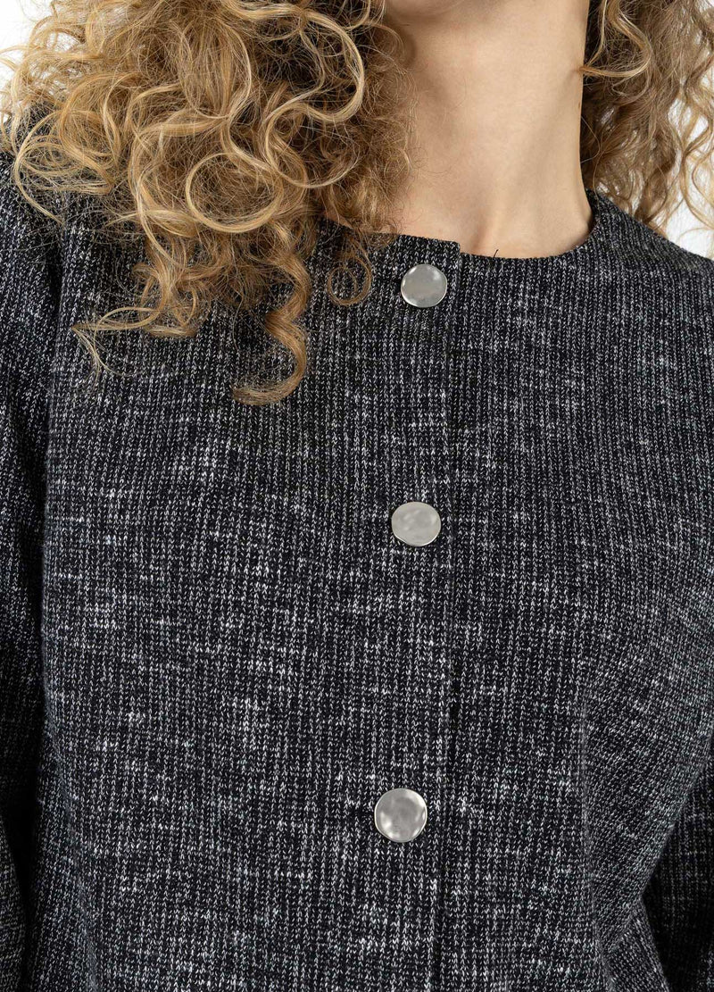 Coster Copenhagen STICKAD JACKA MED KNAPPAR Knitwear Black/grey mix - 106