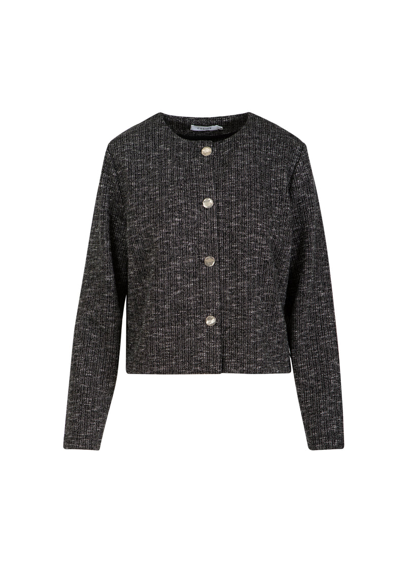 Coster Copenhagen STICKAD JACKA MED KNAPPAR Knitwear Black/grey mix - 106