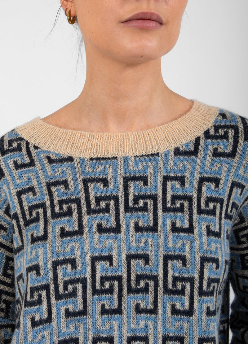 Coster Copenhagen STICKAD JACQUARD MED CC-FÄRGSTRIPE Knitwear CC logo blue - 985