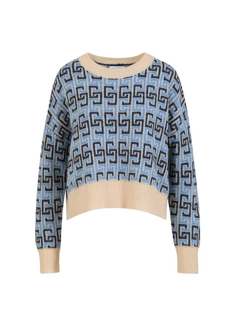 Coster Copenhagen STICKAD JACQUARD MED CC-FÄRGSTRIPE Knitwear CC logo blue - 985