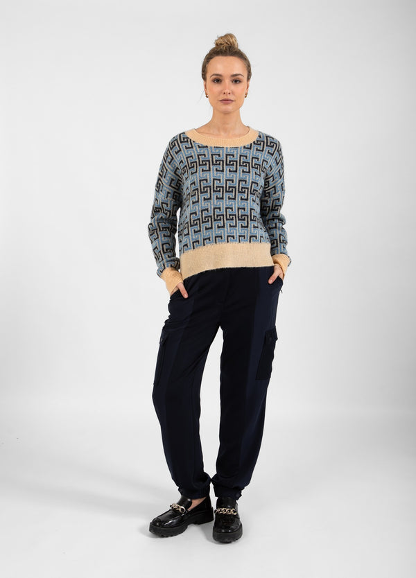 Coster Copenhagen STICKAD JACQUARD MED CC-FÄRGSTRIPE Knitwear CC logo blue - 985