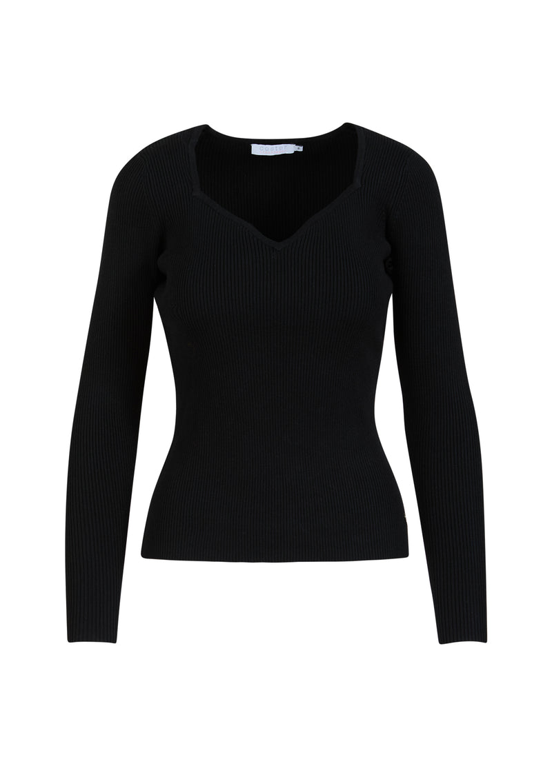 Coster Copenhagen STICKAD MED HJÄRTFORMAT NACKE Knitwear Black - 100