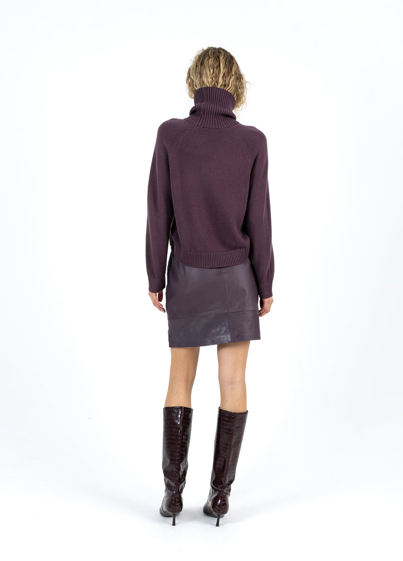 Coster Copenhagen STICKAD MED HÖG HALS I BOMULL Knitwear Bordeaux - 653