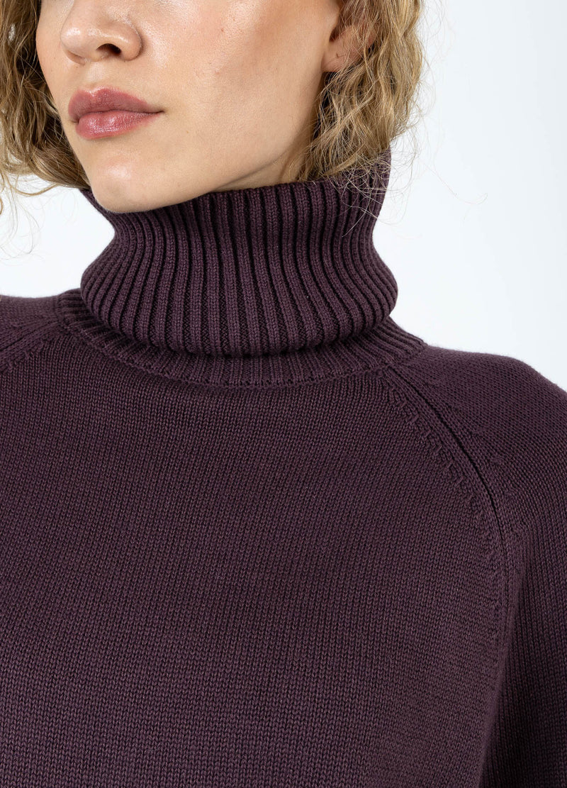 Coster Copenhagen STICKAD MED HÖG HALS I BOMULL Knitwear Bordeaux - 653