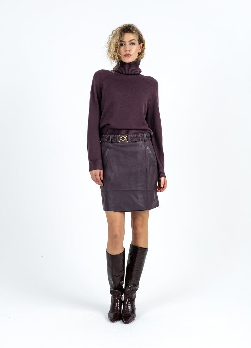 Coster Copenhagen STICKAD MED HÖG HALS I BOMULL Knitwear Bordeaux - 653