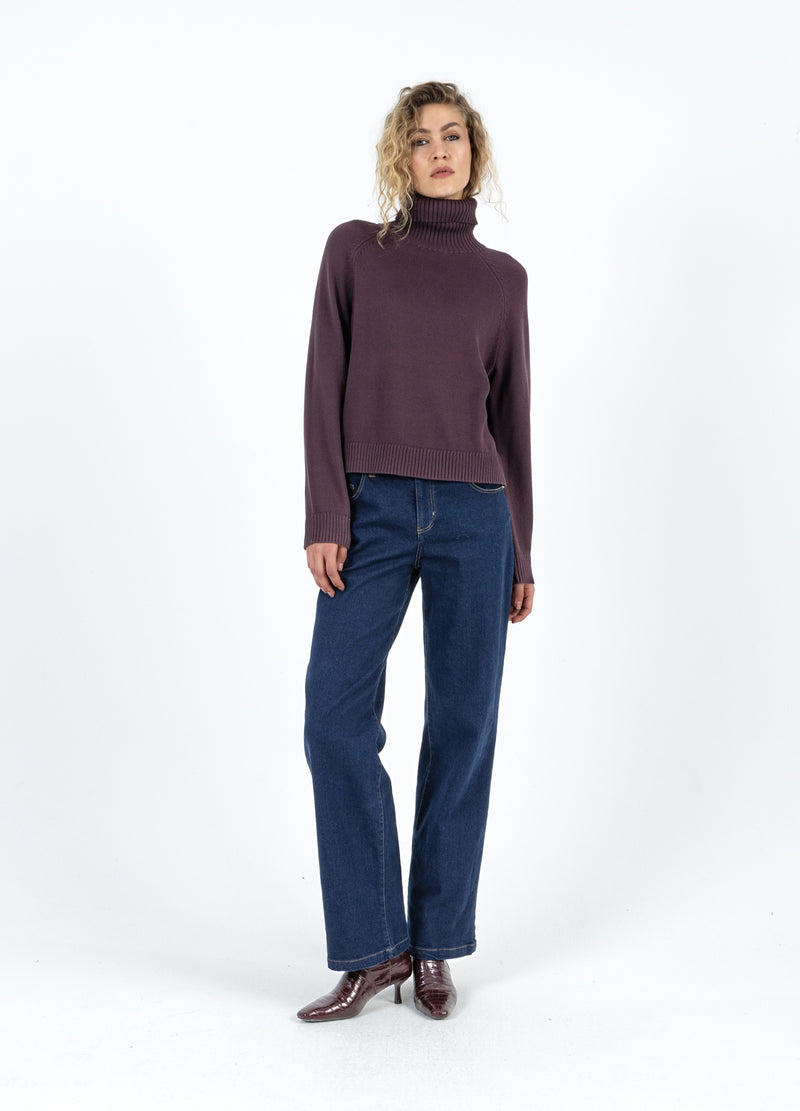 Coster Copenhagen STICKAD MED HÖG HALS I BOMULL Knitwear Bordeaux - 653