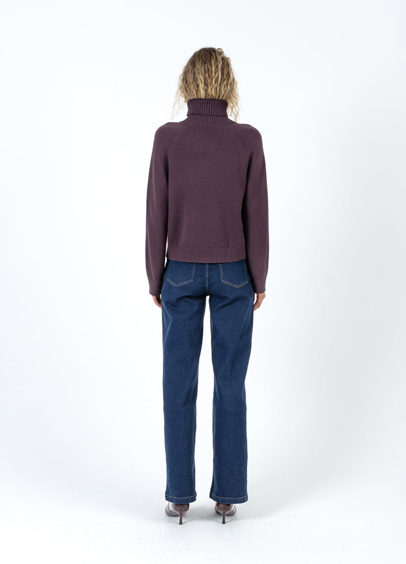 Coster Copenhagen STICKAD MED HÖG HALS I BOMULL Knitwear Bordeaux - 653