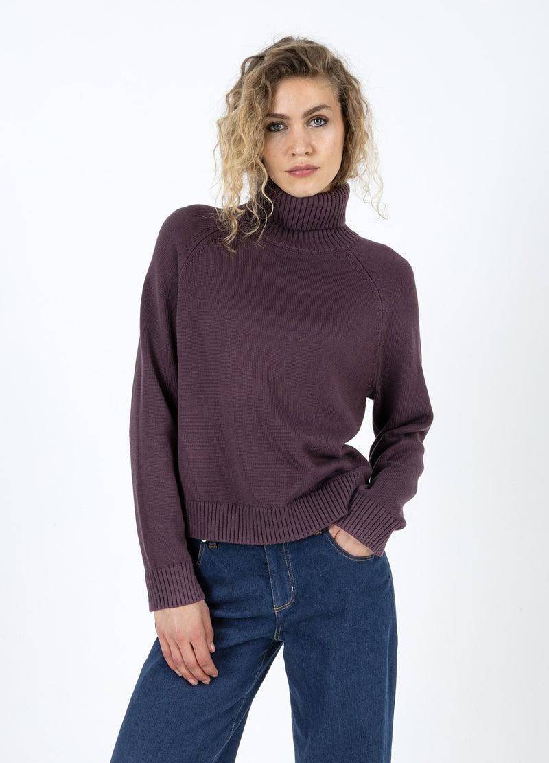 Coster Copenhagen STICKAD MED HÖG HALS I BOMULL Knitwear Bordeaux - 653