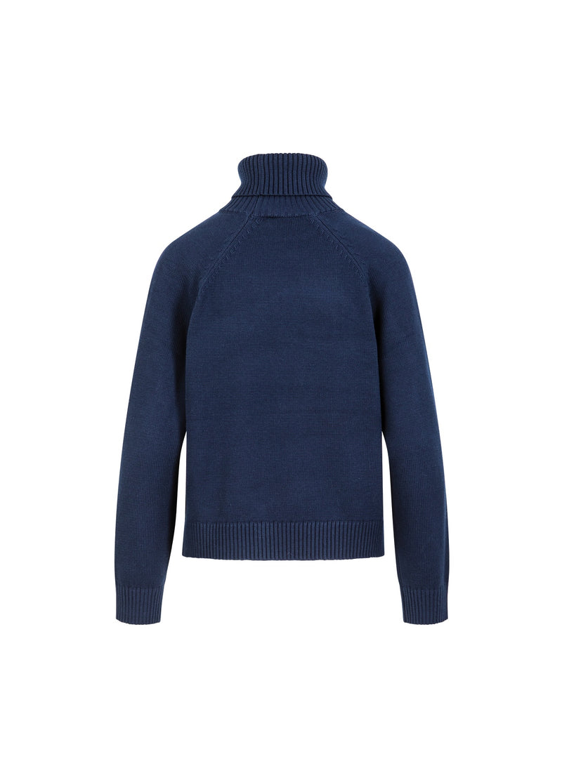 Coster Copenhagen STICKAD MED HÖG HALS I BOMULL Knitwear Eclipse blue - 555