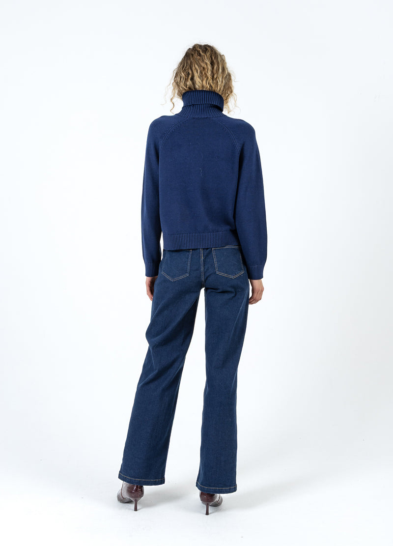Coster Copenhagen STICKAD MED HÖG HALS I BOMULL Knitwear Eclipse blue - 555