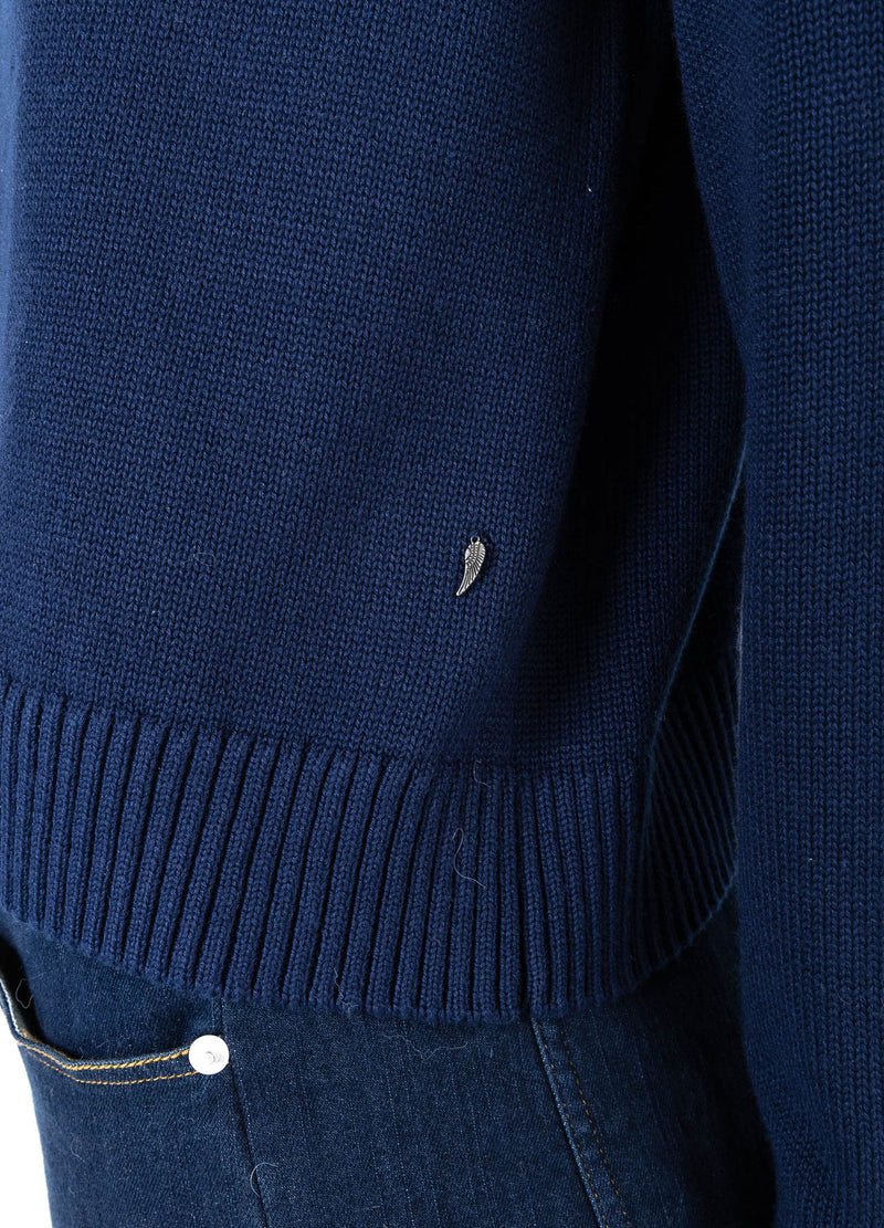 Coster Copenhagen STICKAD MED HÖG HALS I BOMULL Knitwear Eclipse blue - 555