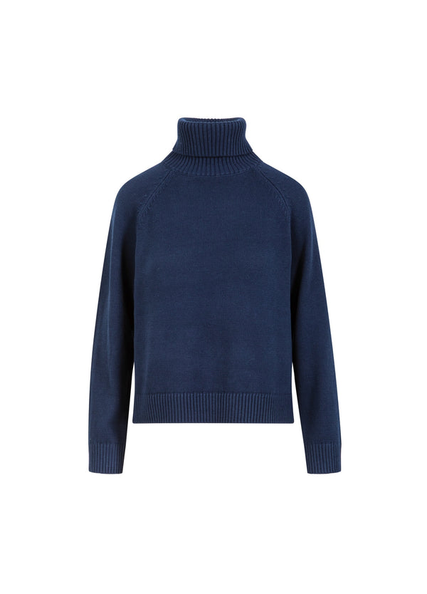 Coster Copenhagen STICKAD MED HÖG HALS I BOMULL Knitwear Eclipse blue - 555