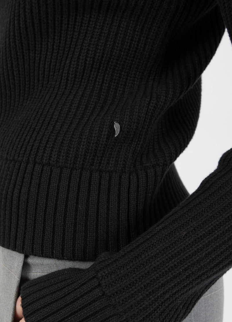 Coster Copenhagen STICKAD MED HÖG HALS OCH KNAPPAR Knitwear Black - 100