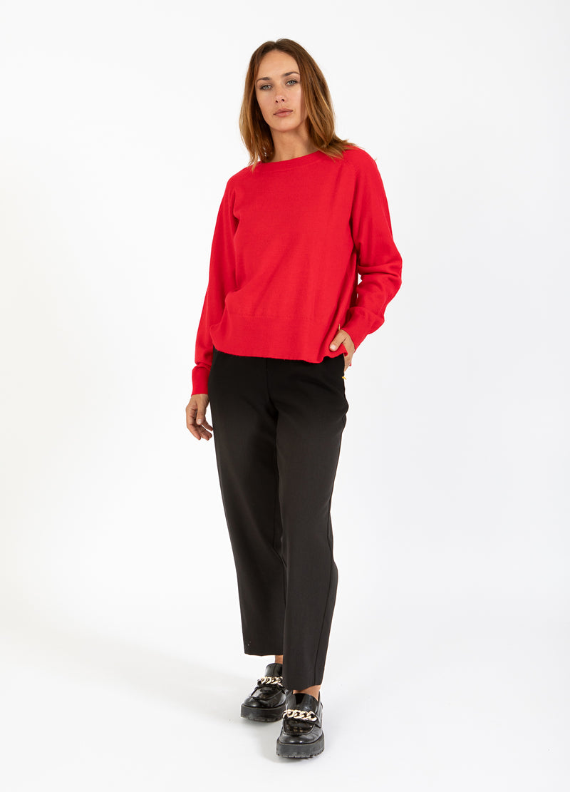 Coster Copenhagen STICKAD MED RUND HALS - BEKVÄM STICKAD TRÖJA Knitwear Scarlet red - 618