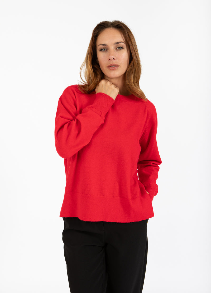 Coster Copenhagen STICKAD MED RUND HALS - BEKVÄM STICKAD TRÖJA Knitwear Scarlet red - 618