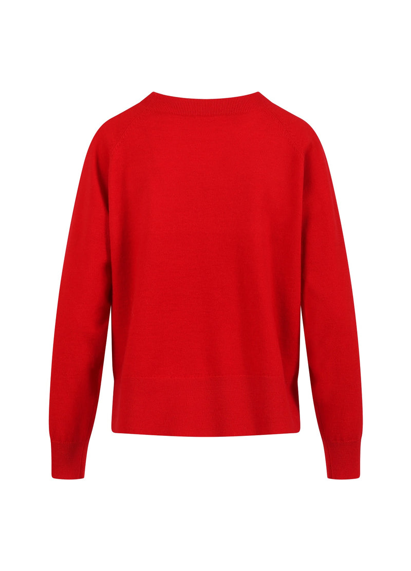 Coster Copenhagen STICKAD MED RUND HALS - BEKVÄM STICKAD TRÖJA Knitwear Scarlet red - 618
