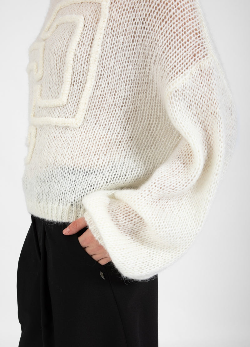 Coster Copenhagen STICKAD MED STORT EMBLEM Knitwear Creme - 241