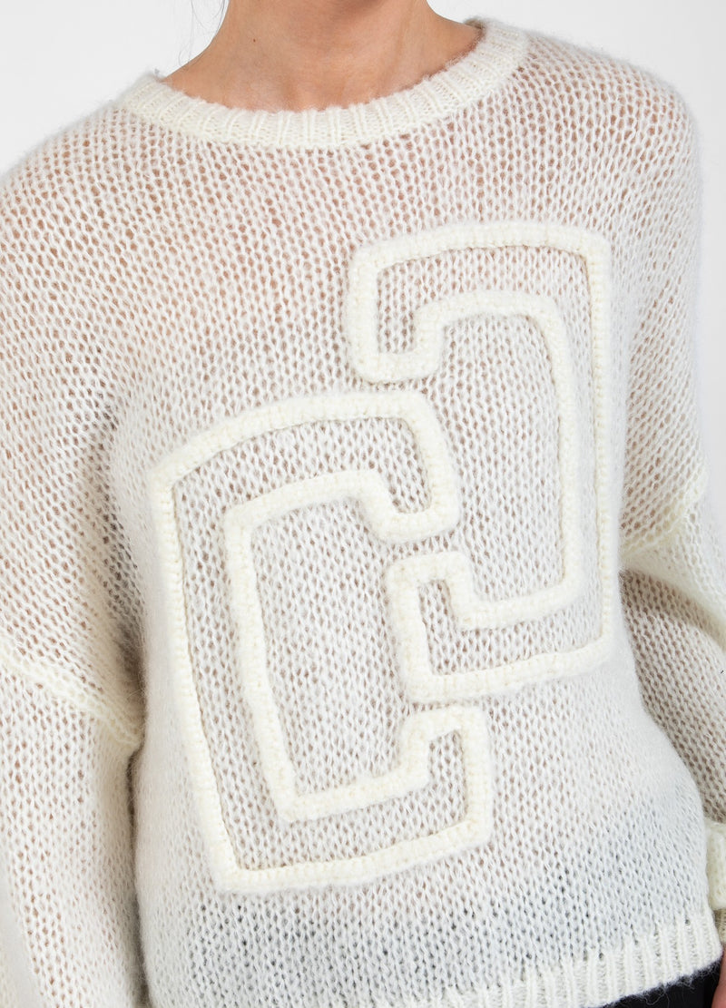 Coster Copenhagen STICKAD MED STORT EMBLEM Knitwear Creme - 241