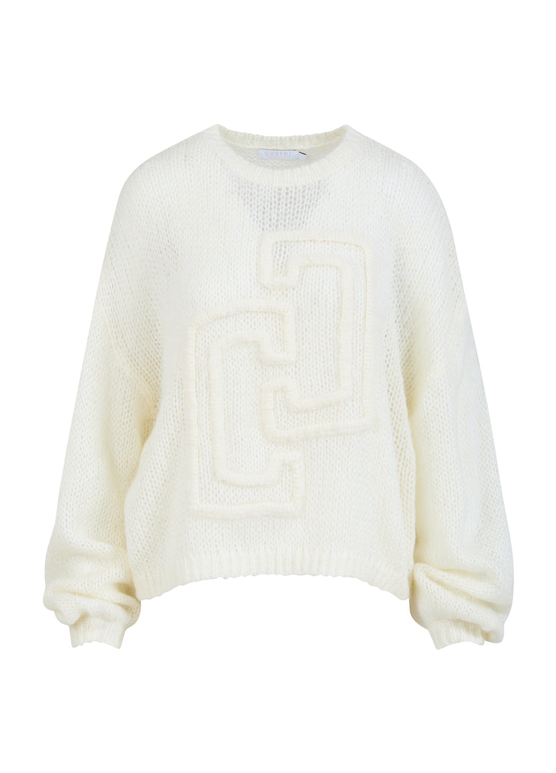 Coster Copenhagen STICKAD MED STORT EMBLEM Knitwear Creme - 241