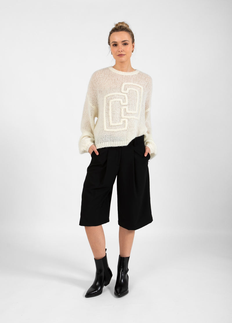 Coster Copenhagen STICKAD MED STORT EMBLEM Knitwear Creme - 241