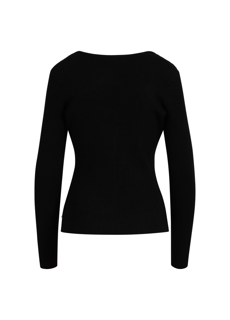 Coster Copenhagen STICKAD TRÖJA MED HJÄRTFORMAD HALS Knitwear Black - 100