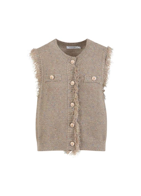 Coster Copenhagen STICKAD VÄST Knitwear Sand/lurex - 360