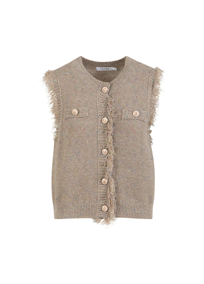 Coster Copenhagen STICKAD VÄST Knitwear Sand/lurex - 360