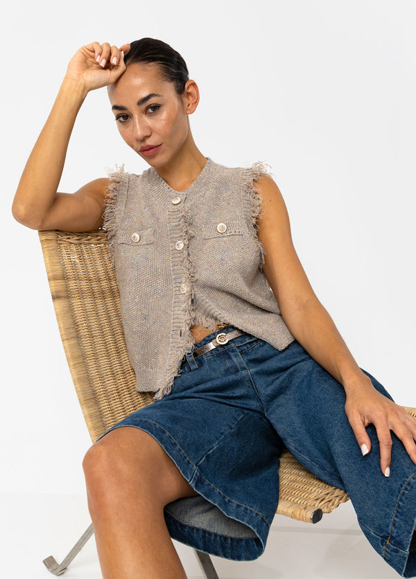 Coster Copenhagen STICKAD VÄST Knitwear Sand/lurex - 360