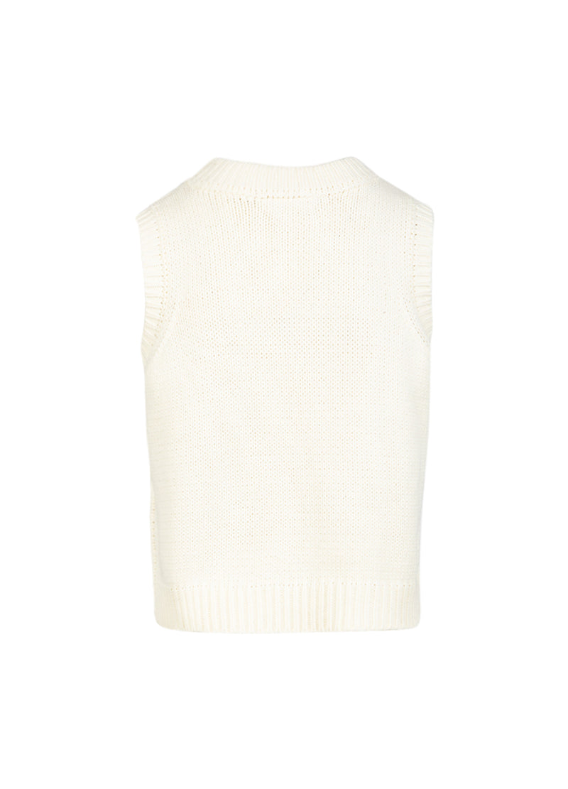 Coster Copenhagen STICKAD VÄST MED ROS Knitwear Pearl - 263