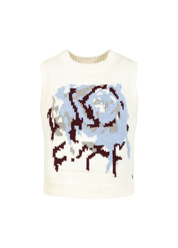 Coster Copenhagen STICKAD VÄST MED ROS Knitwear Pearl - 263