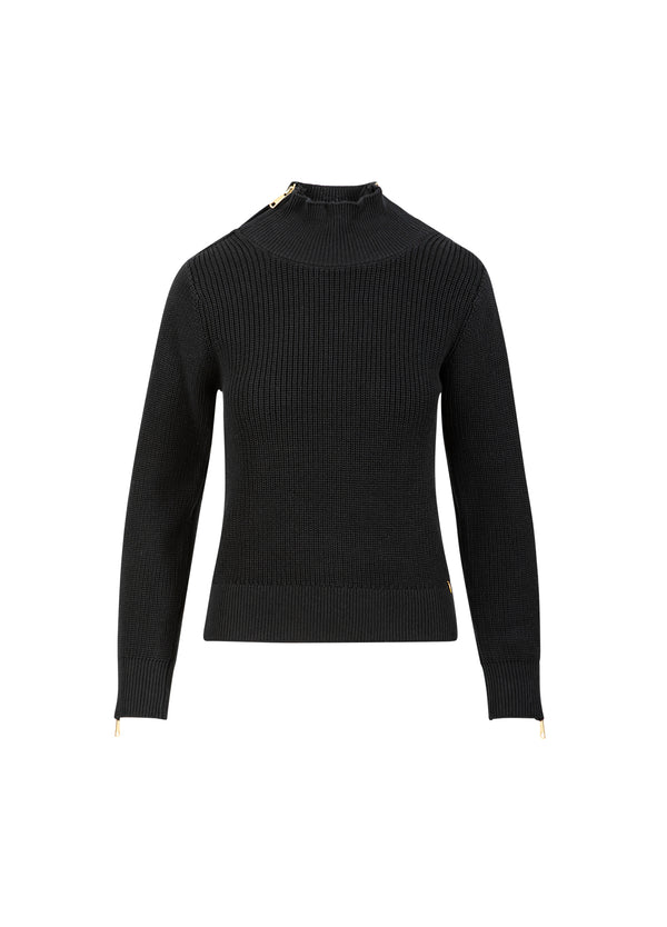 Coster Copenhagen STICKA MED HÖG HALS OCH DRAGKEDJA Knitwear Black - 100