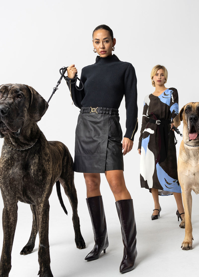 Coster Copenhagen STICKA MED HÖG HALS OCH DRAGKEDJA Knitwear Black - 100