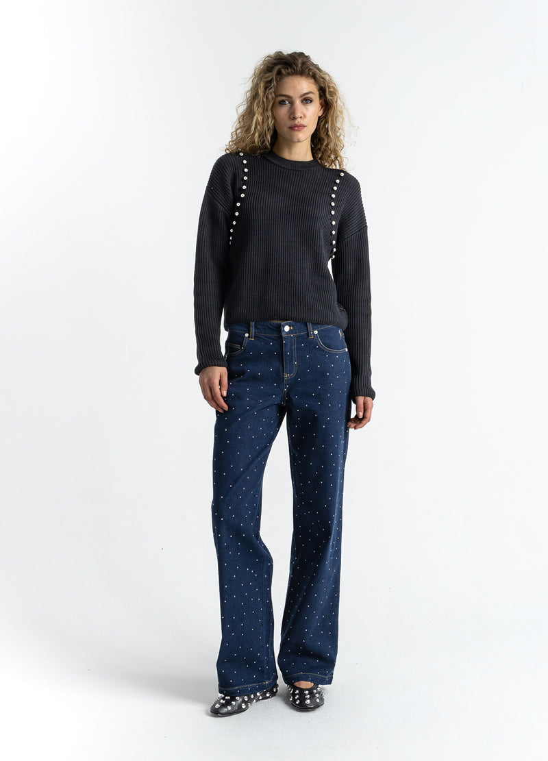 Coster Copenhagen STICKA MED SILVERPÄRLOR Knitwear Black - 100