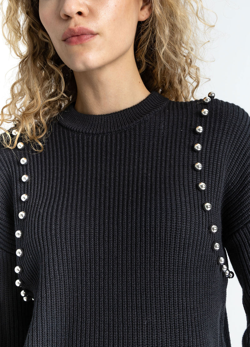Coster Copenhagen STICKA MED SILVERPÄRLOR Knitwear Black - 100