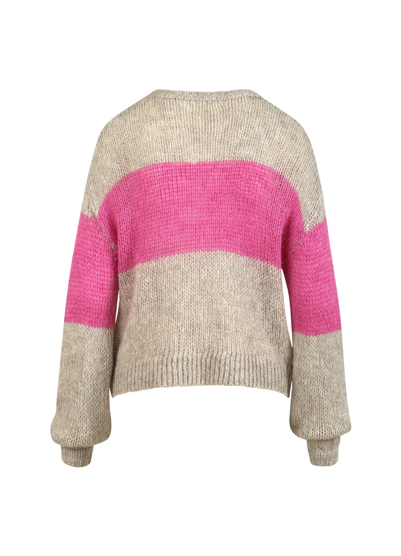 Coster Copenhagen STICKA MED STORA RÄNDER Knitwear Sand / Magenta - 861