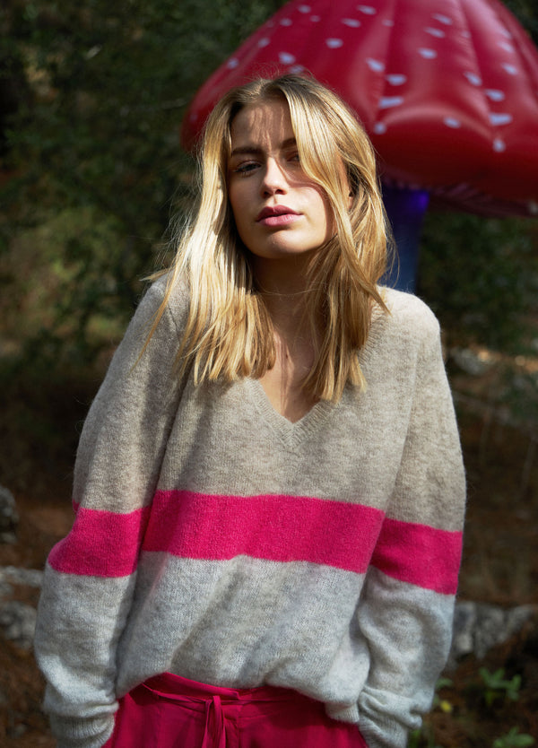 Coster Copenhagen STICKD TRÖJA MED RÄNDER Knitwear Mix - 999