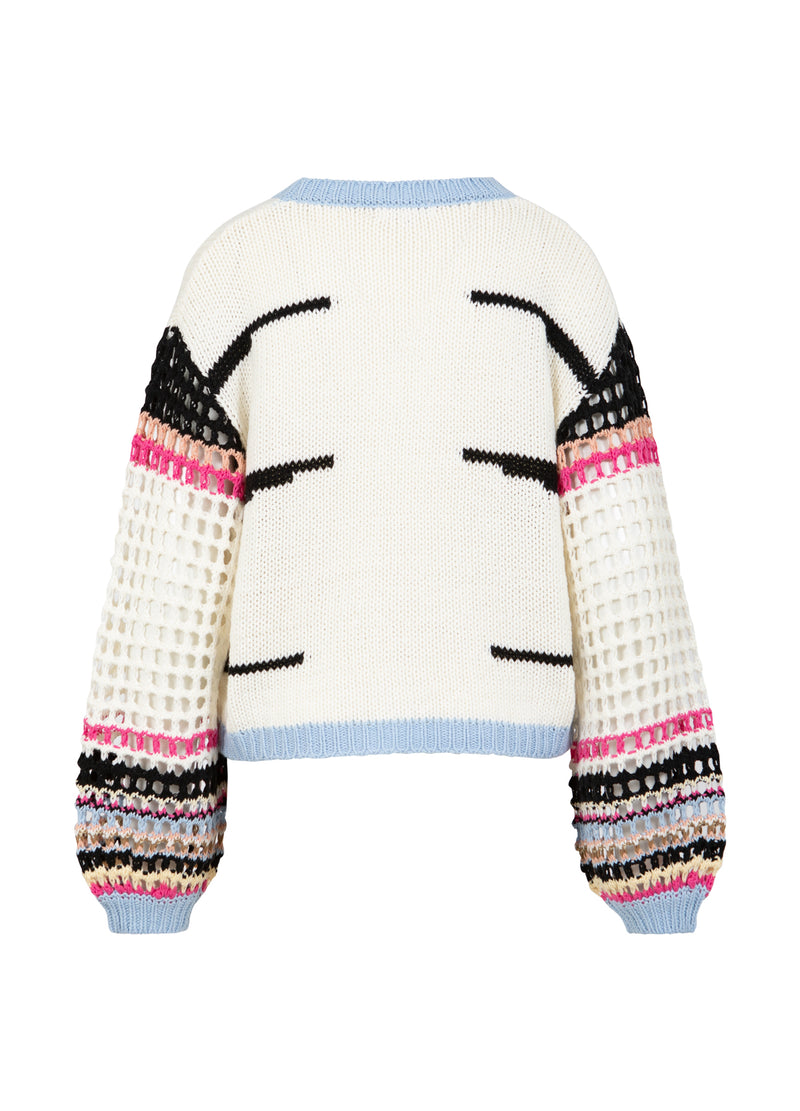 Coster Copenhagen STRIK MED BRED STRIBE OG HÆKLEDE ÆRMER Knitwear Mix - 999