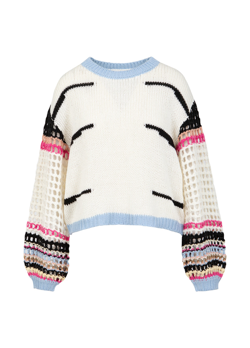 Coster Copenhagen STRIK MED BRED STRIBE OG HÆKLEDE ÆRMER Knitwear Mix - 999
