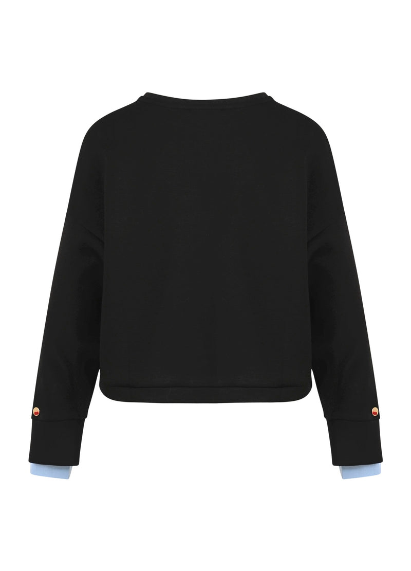 Coster Copenhagen SWEATSHIRT MED ÄRMDETALJ Shirt/Blouse Black / ice blue - 170