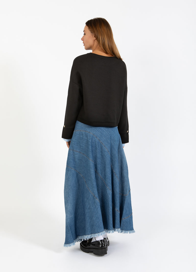 Coster Copenhagen SWEATSHIRT MED ÄRMDETALJ Shirt/Blouse Black / ice blue - 170