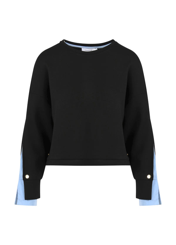 Coster Copenhagen SWEATSHIRT MED ÄRMDETALJ Shirt/Blouse Black / ice blue - 170