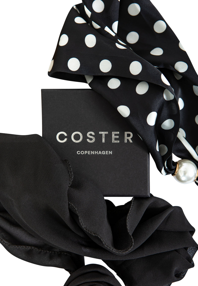 Coster Copenhagen Small scarves - 2 pack Accessories Black flower/Dot mix print - 999