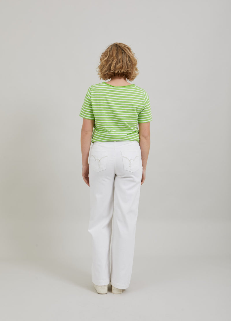 Coster Copenhagen T-SHIRT M. RÄNDER- MEDELLÅNGA ÄRMAR T-Shirt Flashy green stripe - 401