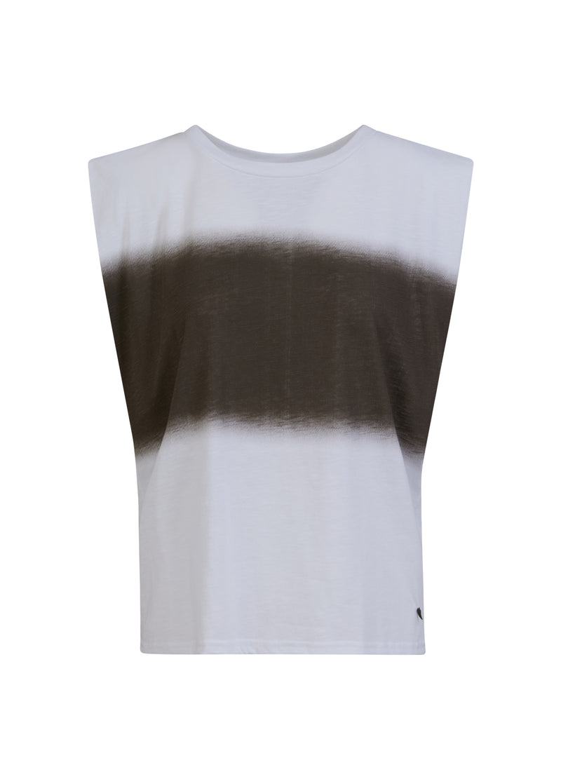 Coster Copenhagen T-SHIRT MED SUDDIG RAND T-Shirt White/shadow green stripes - 281