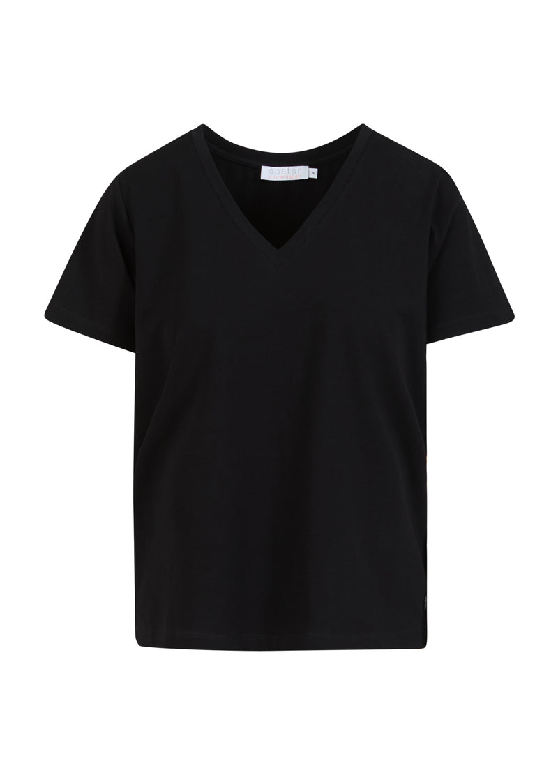 Coster Copenhagen T-SHIRT MED V-RINGNING - HALVLÅNGA ÄRMAR T-Shirt Black - 100