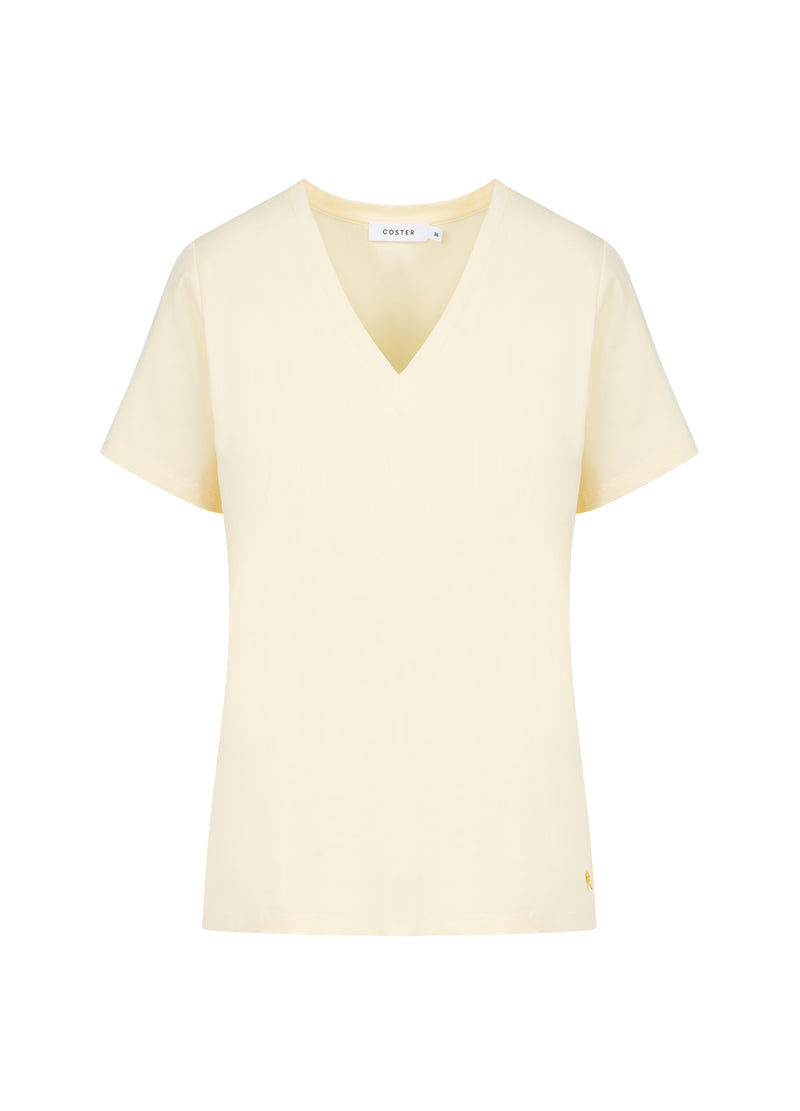 Coster Copenhagen T-SHIRT MED V-RINGNING - HALVLÅNGA ÄRMAR T-Shirt Butter yellow - 789