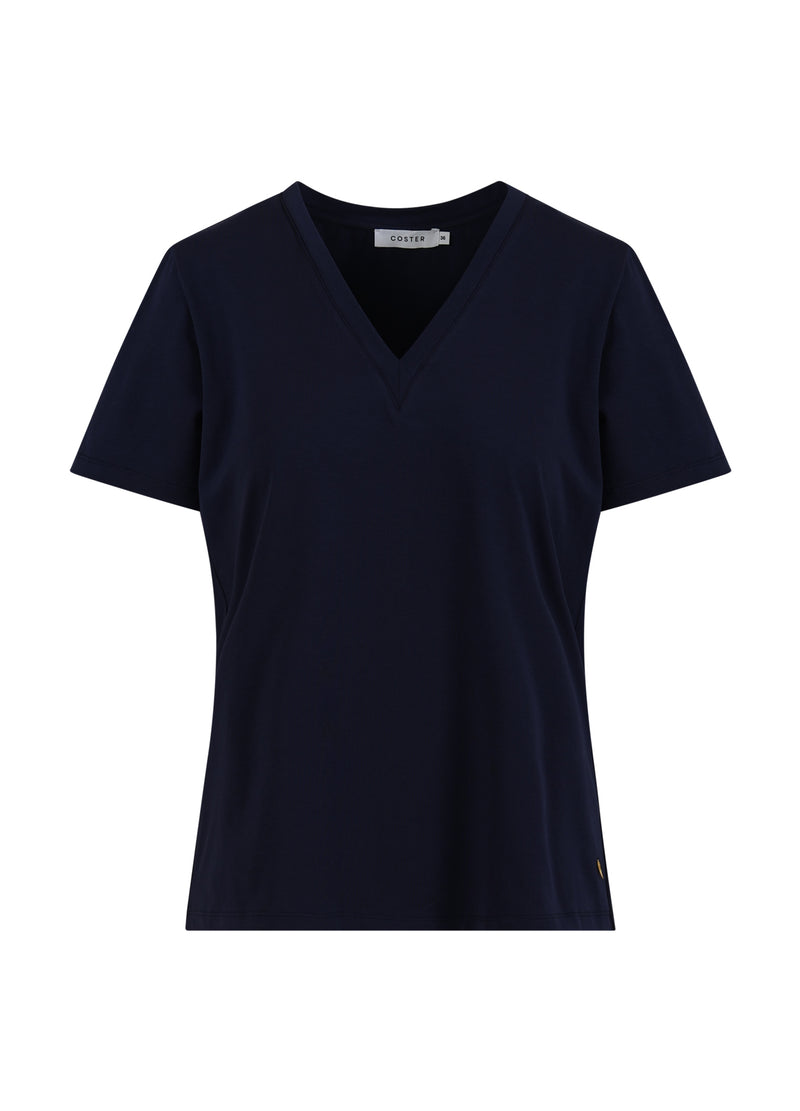 Coster Copenhagen T-SHIRT MED V-RINGNING - HALVLÅNGA ÄRMAR T-Shirt Navy - 563