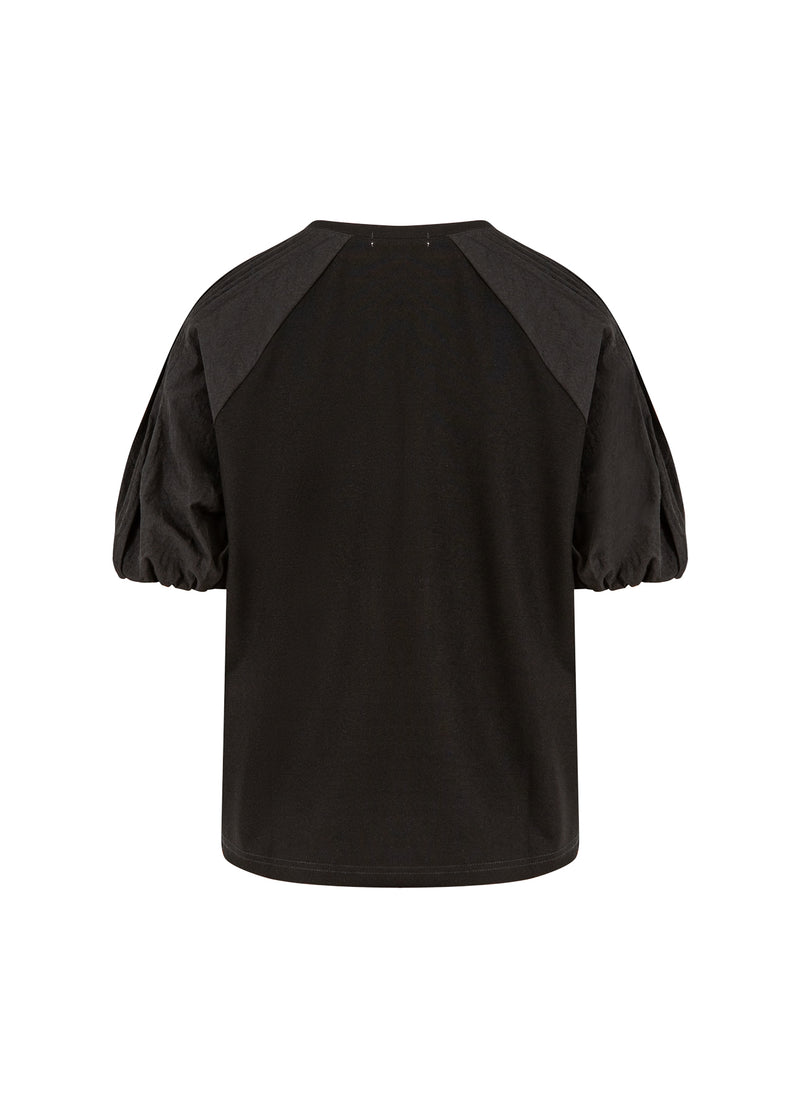Coster Copenhagen T-SHIRT MED VECKDETALJER PÅ ÄRMARNA Shirt/Blouse Black - 100